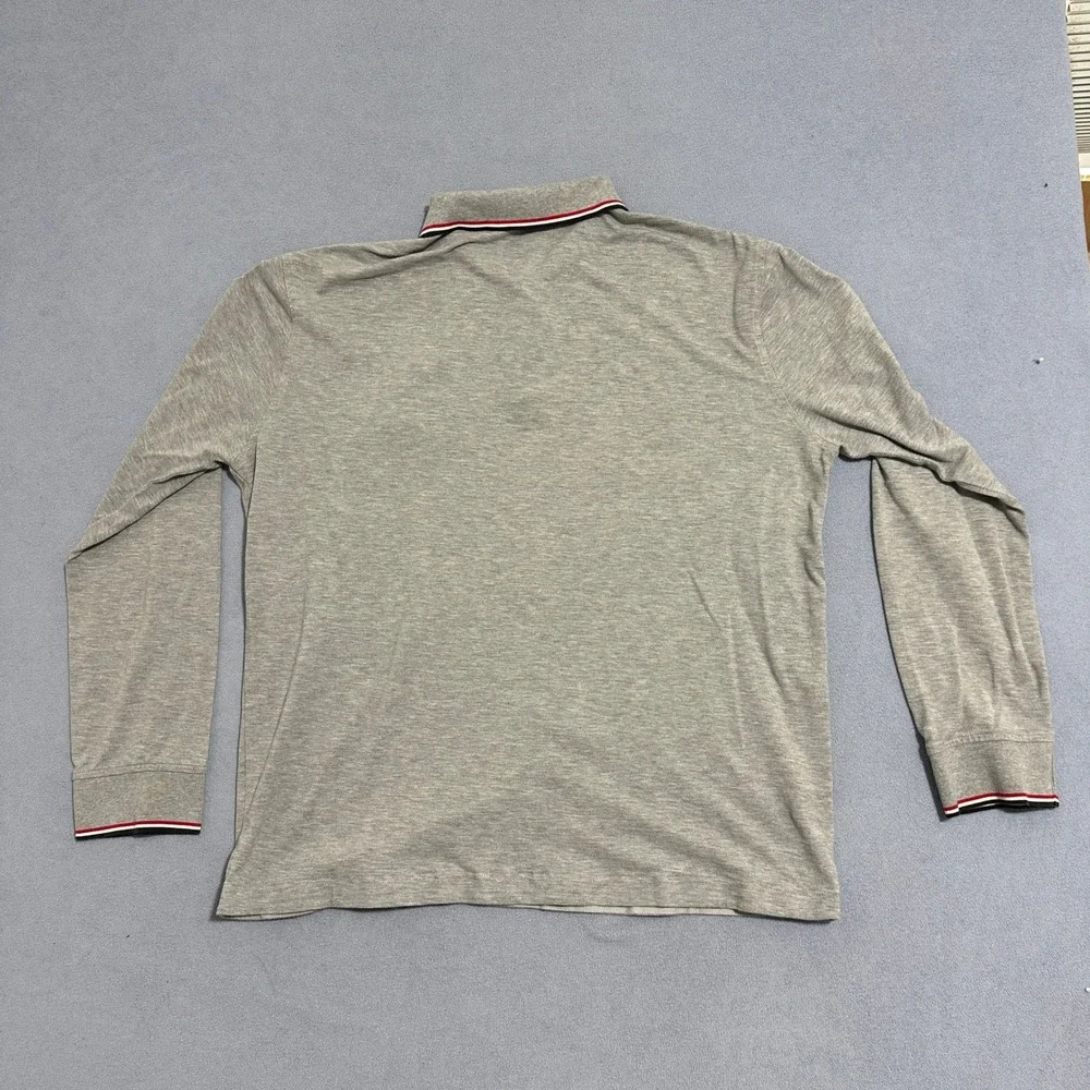 Polo Ralph Lauren Big Pony Polo Shirt Tipped Collar Long Sleeve Gray Mens XXL